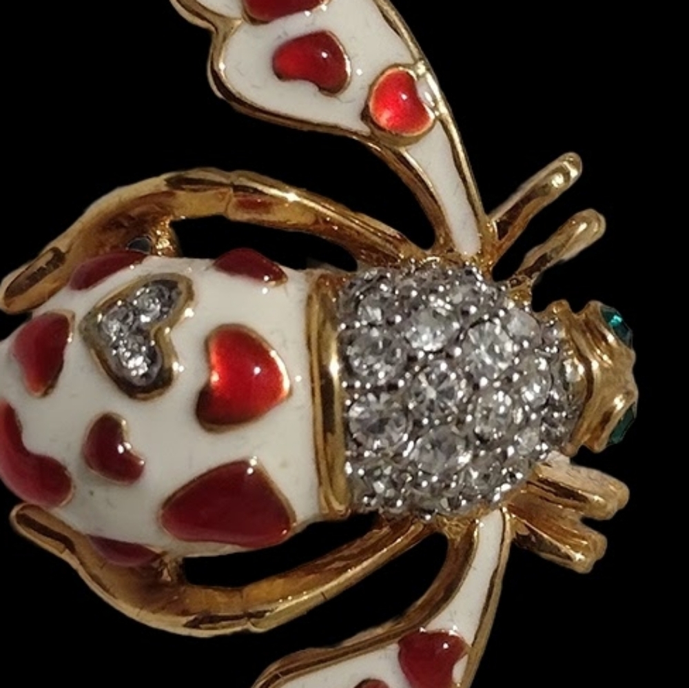 Joan Rivers NIB Heart Bug Pin Brooch